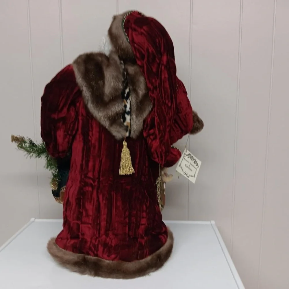 Holiday Santa Figure in Red and Green Velvet